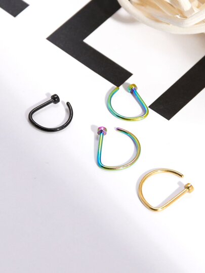 New nose ring, no holes, no punching, sexy D-shaped nose ring, nose nail, fake holeless piercing, punk jewelry, multi-purpose nose ring