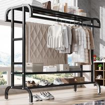 Clothes hanger floor upright plus coarse plus high coat hat rack double pole durable clothes hanger home bedroom with clothes drying hanger