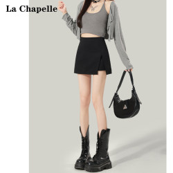La Chapelle American Style Spicy Girl Black A-Line Woolen Skirt for Women 2025 New Autumn Short Skirt for Petite Women