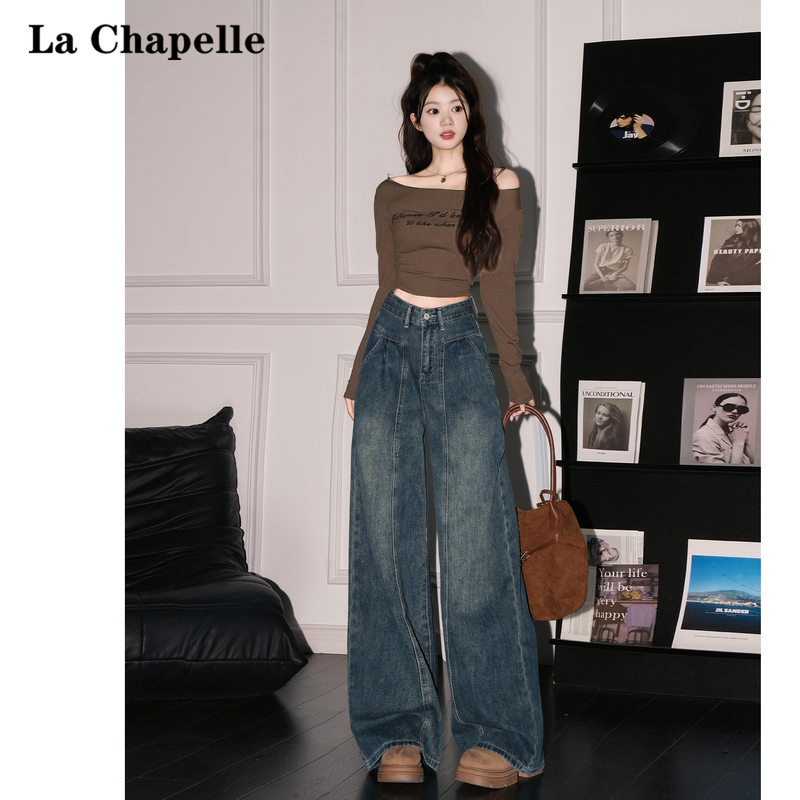La Chapelle Dark Blue Wide-Leg Jeans for Women 2026 New Spring and Autumn High-Waisted Loose Straight-Leg Floor-Length Pants La Chapelle Dark Blue Wide-Leg Jeans for Women 2026 New Spring and Autumn High-Waisted Loose Straight-Leg Floor-Length Pants
