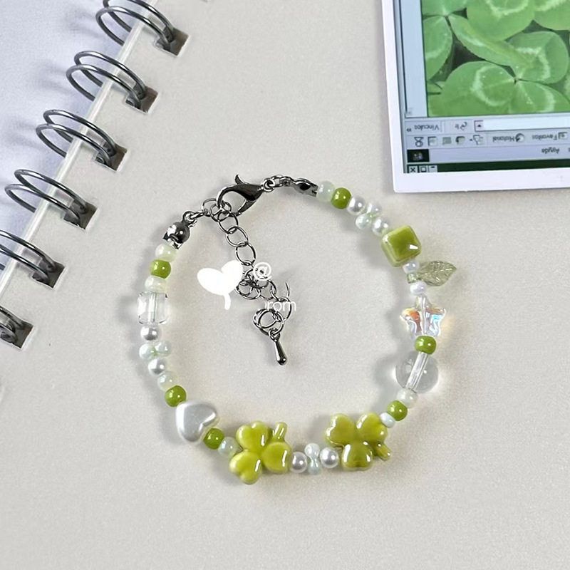 Ceramic Clover Bracelet, Exquisite ins Light Luxury Versatile Simple Gift with High Aesthetic Value
