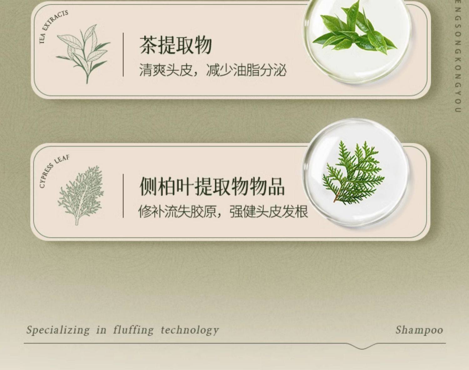 【中國直郵】 固然堂 控油蓬鬆洗髮精 除蟎止癢告別細軟塌雪松白茶香味 300g