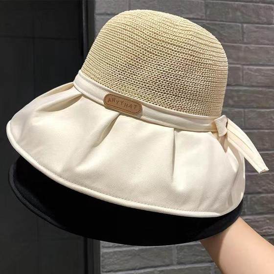 봄과 여름 야외 다목적 대형 챙 태양 모자 여성용 통기성 태양 모자 한국식 활 패션 어부 모자