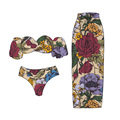 Женская плавках lanswe vintage print split bikini swimwear women set straple OTHER