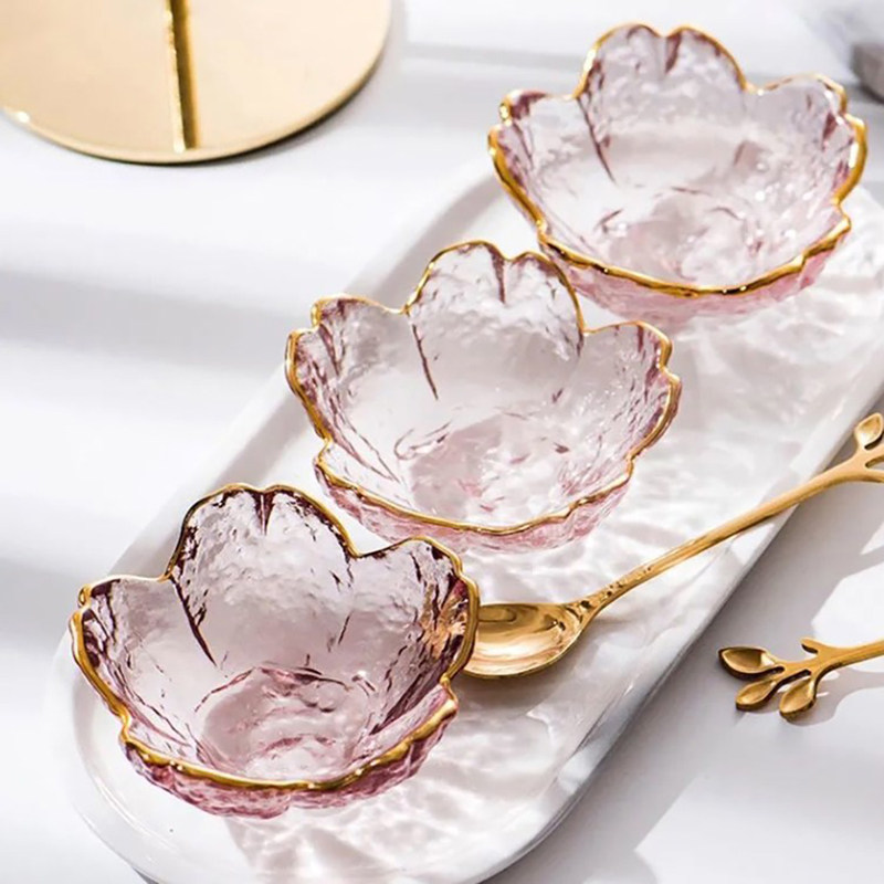 Европейская столовая вилка small glass dish nordic style gold inlay glass sauce bowl mi