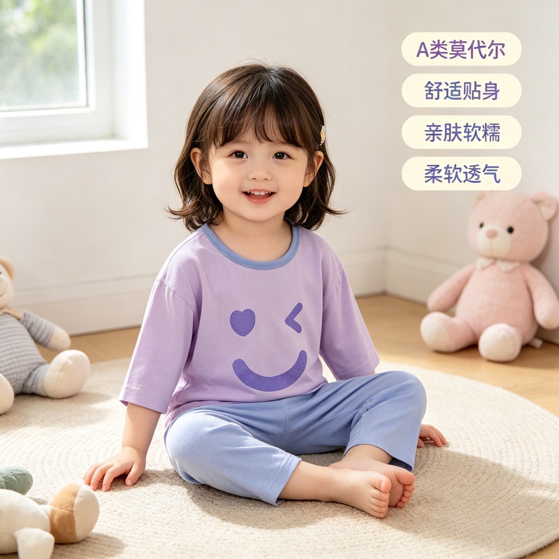 Autumn Thin Baby Clothes Modal Split Set Baby Loungewear Boys and Girls Children's Pajamas Loungewear Autumn Thin Baby Clothes Modal Split Set Baby Loungewear Boys and Girls Children's Pajamas Loungewear