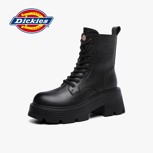Dickies Martens, высокие флисовые зимние короткие сапоги для черной кожи на платформе, ботинки, 2024 года