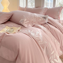 Category A maternal and infant grade cotton bed four-piece set 100% cotton floral embroidered bed sheet quilt cover single piece fitted sheet bedding