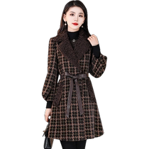 Jiaxing sheep-cut leather fur integrated jacket woman short autumn and winter clothing 2024 new noble Mrs. broadwife wide coat