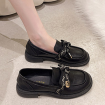British style small leather shoes for women 224 spring and autumn Korean version new flat soft bottom bow loafers French jk shoes