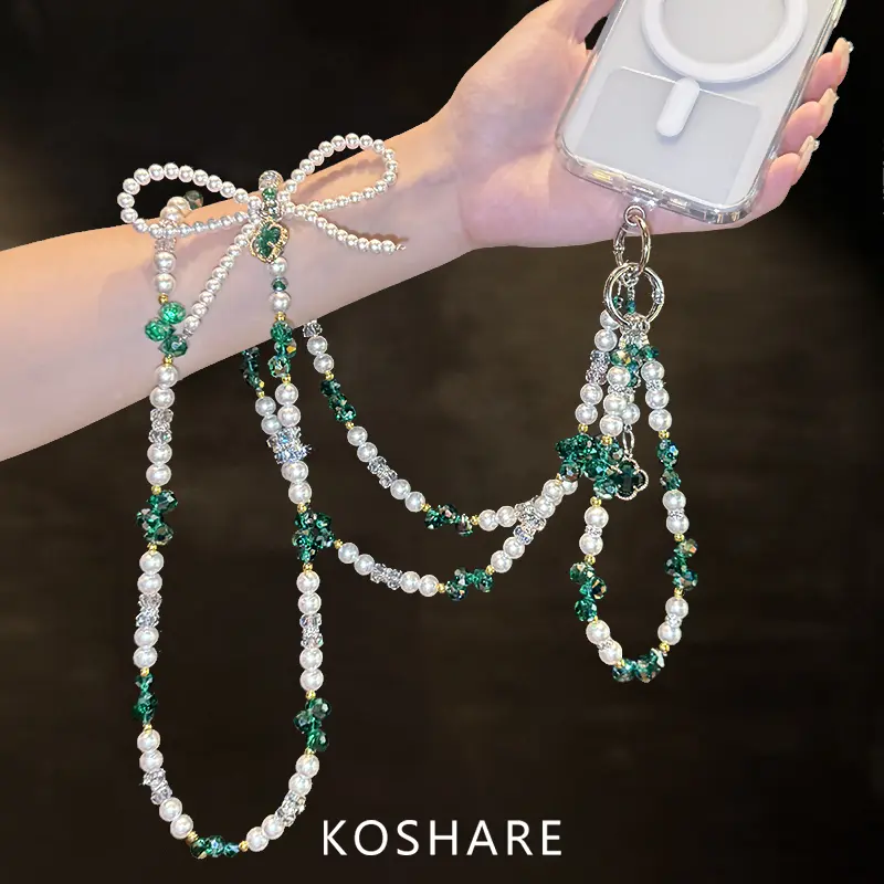 [Lucky]Summer High-End Light Luxury Style Crossbody Wrist Phone Case with Chain Lanyard Keychain, Sparkling Diamond High-End Chain, Light Luxury Fashion Trendy Anti-Drop Bracelet Wristband Long Chain for Women, Gift