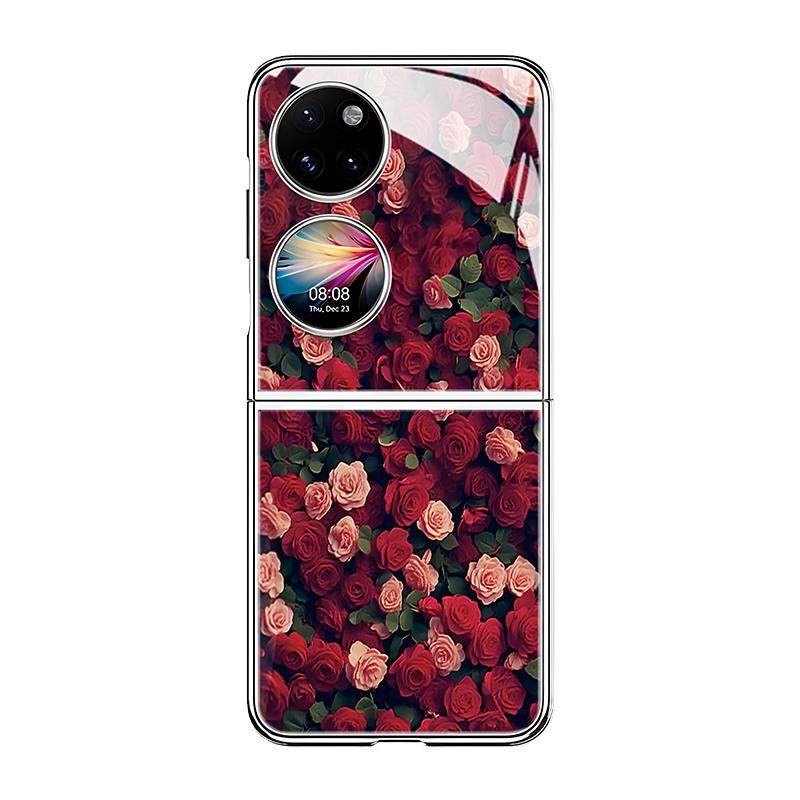 Red Rose Is Suitable for Huawei Pockets Foldable Screen Phone Case Matex6/5/3 Protective Cover Novaflip New Model Honor Magicvs3 Women's Model Findn5 Advanced Xfold3Pro Anti-Drop