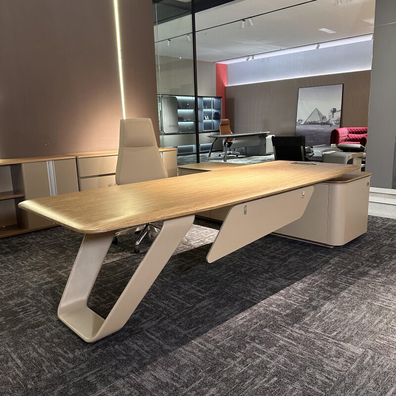 Office Executive Desk, Modern Chinese Style Boss Desk, Walnut Wood, Light Luxury Desk, Solid Wood Feel, New High-End Office Desk, North American