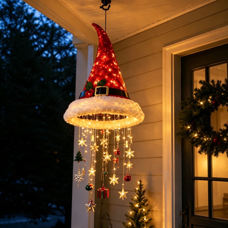 Christmas Hat Hanging Light, Christmas Decoration Light, Cross-Border Hot-Selling Glowing Night Light, Santa Hat Hanging Christmas Hat Hanging Light, Christmas Decoration Light, Cross-Border Hot-Selling Glowing Night Light, Santa Hat Hanging