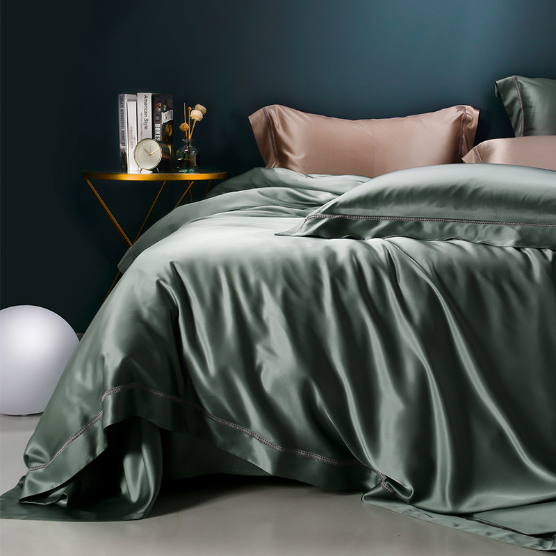 Money Real 100% mulberry silk true silk four pieces comfortable and breathable upscale pure color-Taobao