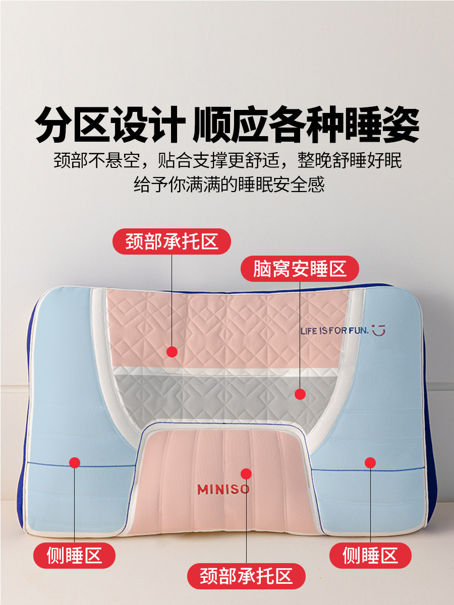 Miniso Premium Pillow Core Latex Cervical Spine Support Sleep Aid Memory Foam Pillow Single Dormitory Adult Home Use Pair