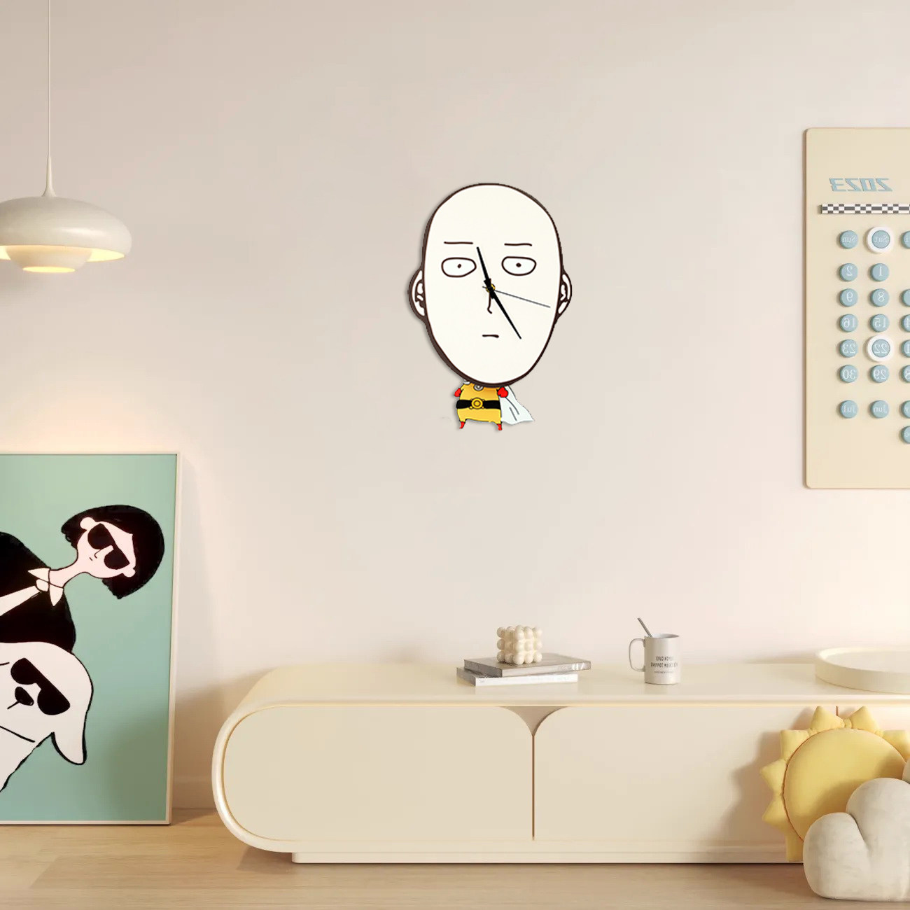 Anime One Punch Superman Sawyer Acrylic Cute Creative Wall Clock Swing Personalized Clock Art Wall Watch
