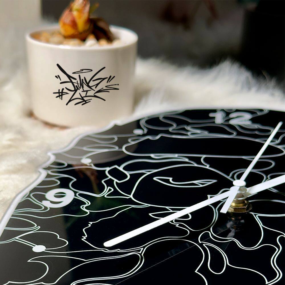 Bape Black Camouflage Wall Clock Trendy Brand Internet-Famous Clock Simple Home Decoration Painting Living Room Bedroom Silent Wall Clock