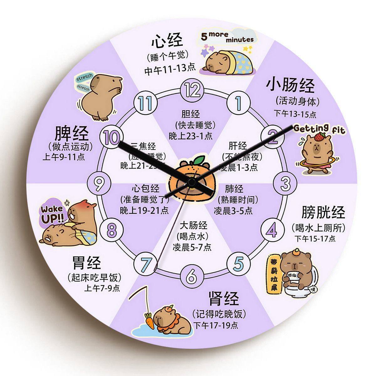 Traditional Chinese Medicine Therapy Wall Clock - Twelve Hour Health Care Clock - Meridian Flow Silent Wall Decorative Clock