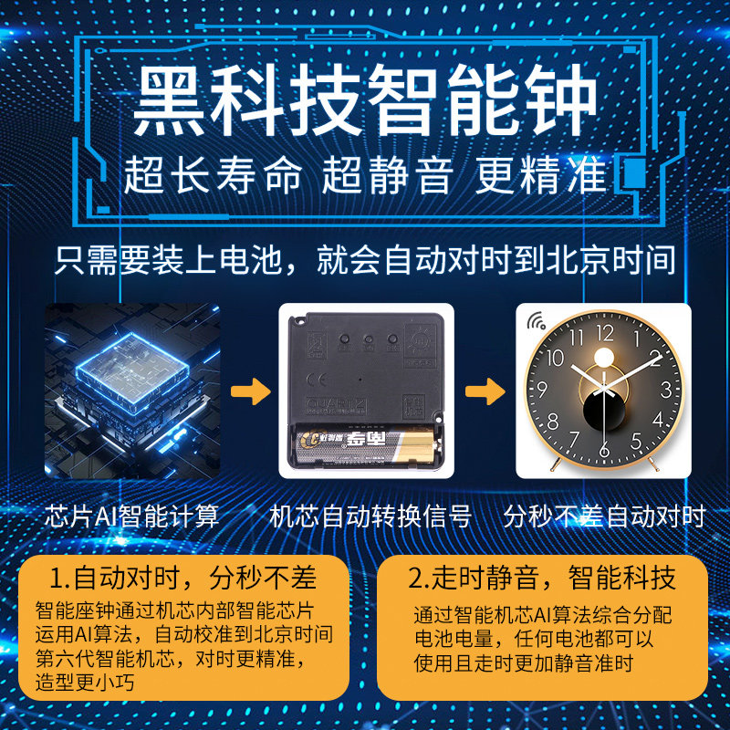 Automatic Time-Setting Desk Clock for Home Use, Stylish Modern Light Luxury Minimalist Clock, High-End Tabletop Clock