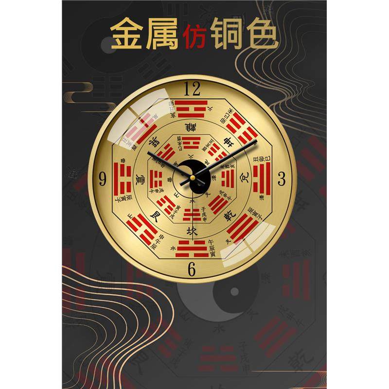 Chinese-Style Living Room Bagua Compass Clock Feng Shui Vintage Light Luxury Radio-Controlled Clock Meridian Flow Health-Preserving Silent Wall Clock