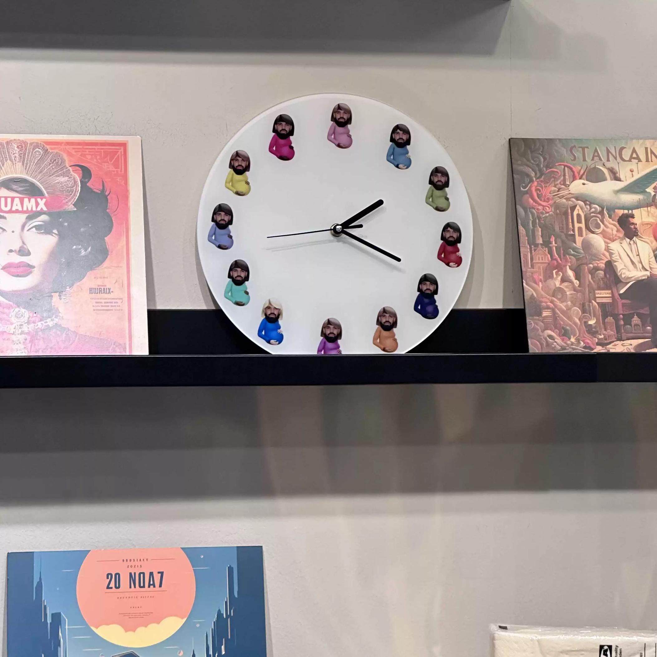 Potted Plant Brother Album Cover Clock Star-Campby Wall Clock Drake Wall Clock European and American Hip-Hop Trend Peripheral Clock