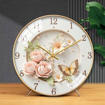 Creative Home Desk Clock Quartz Clock French Butterfly Nordic Clock High-Value Desk Clock Silent Bedroom Living Room