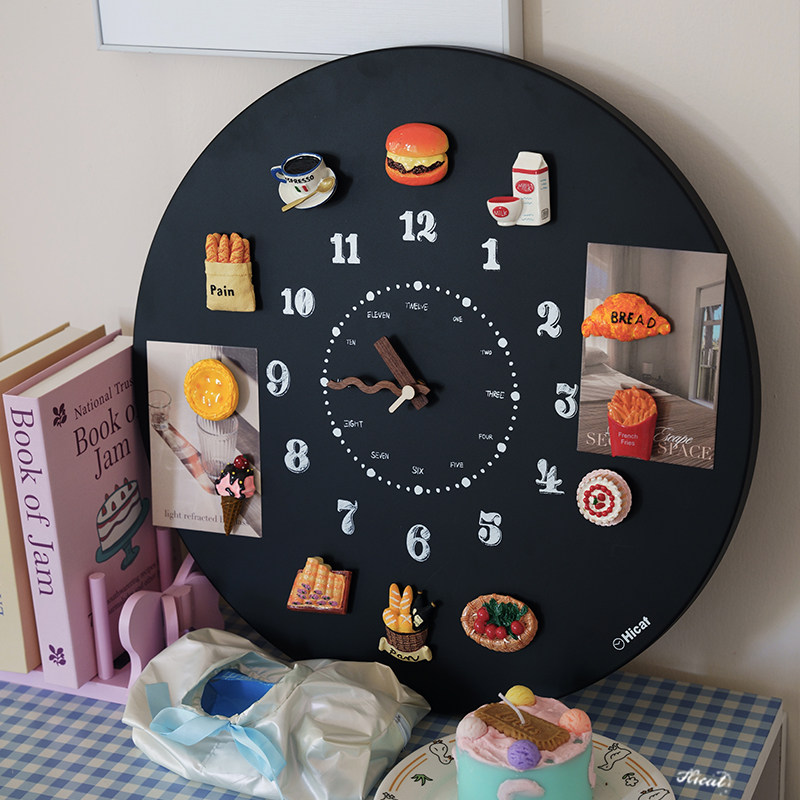 Retro Blackboard Wall Clock Magnet Pastoral DIY Magnetic Wall Hanging High-End Art Clock Living Room Home Decoration Clock
