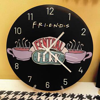 Fashionable and Simple Clock, Friends-Themed Wall Clock, American Tv Series Silent Clock, Glass Clock for Bedroom and Living Room
