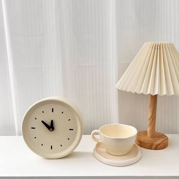 Cream-Colored Taiwanese-Style Silent Small Clock, Home Decoration, Desktop Decoration, Small Table Clock, Bedroom Bedside Clock, ins Gift
