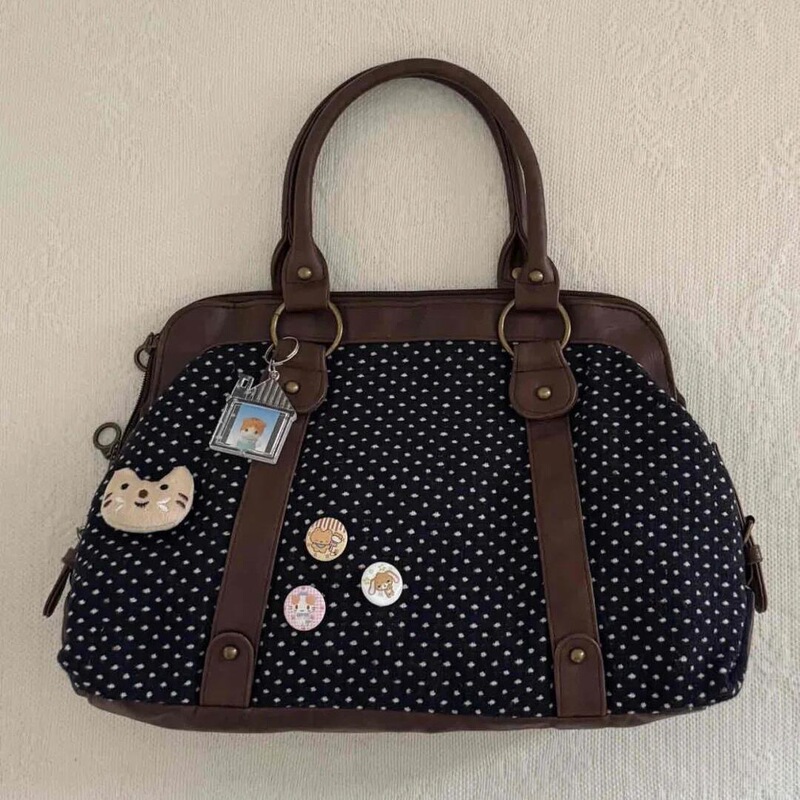 Retro Polka-Dot Preppy Style Tote Bag for Women 2025 New Fashion Versatile Large-Capacity Commuter Satchel Briefcase Retro Polka-Dot Preppy Style Tote Bag for Women 2025 New Fashion Versatile Large-Capacity Commuter Satchel Briefcase