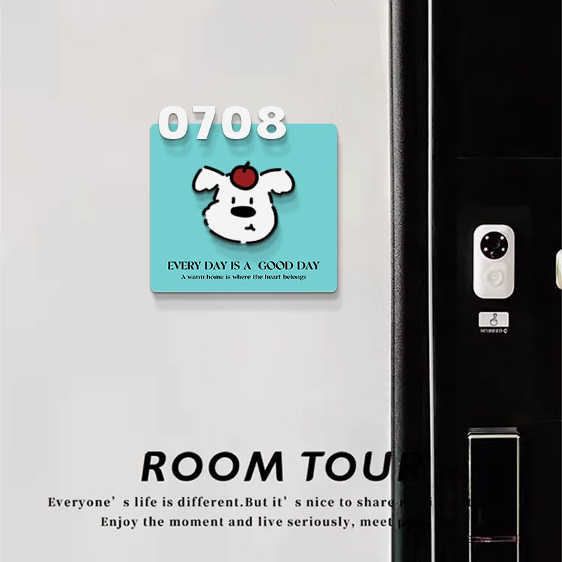卡通小狗入户门牌号太可爱了！轻奢定制旋转门牌推荐