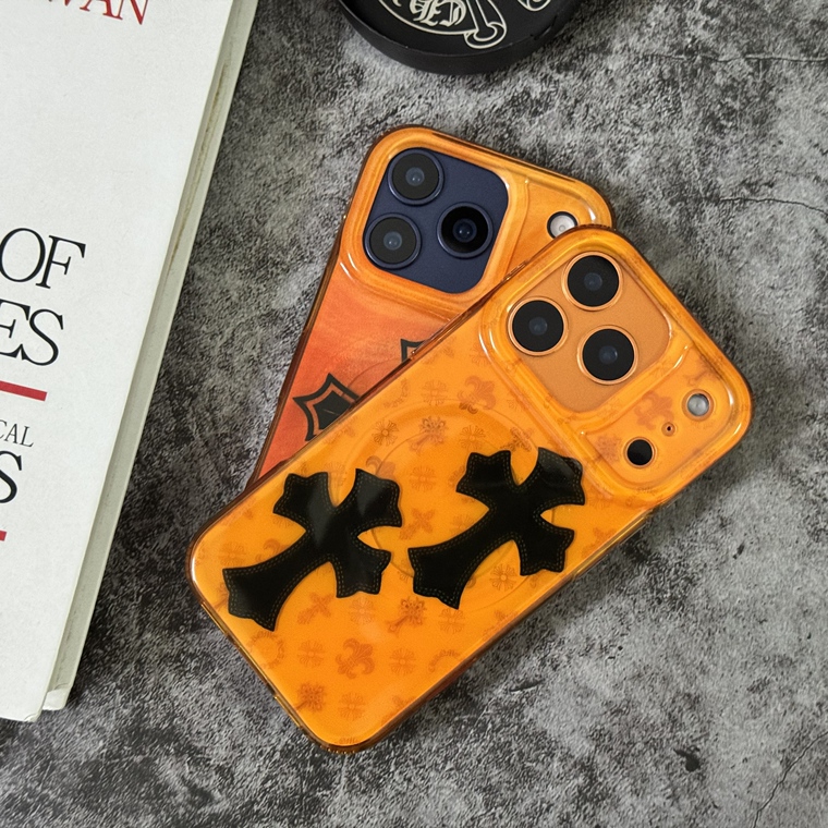 FUN Orange Gothic Cross Pattern Anti-fall MagSafe iPhone Case