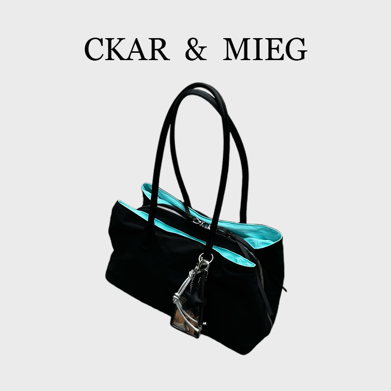 Ckar&Mieg Simple Retro Nylon Large-Capacity Multi-Compartment Tote Bag Shoulder Bag Practical Commuter Handbag