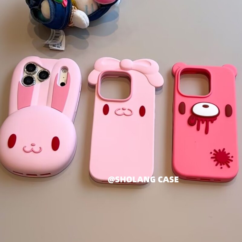 Pink Bunny Bloody Bear Creature iPhone Case