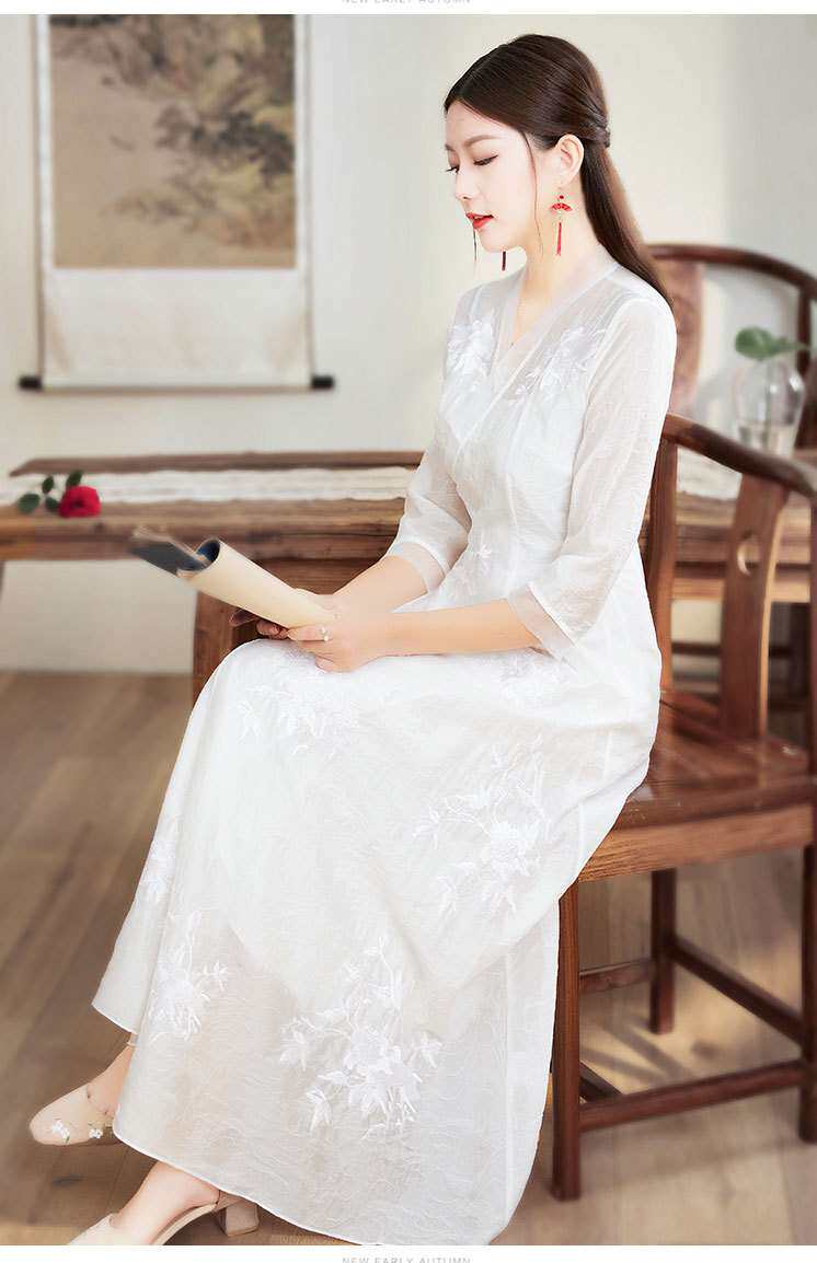 китайский костюм spring and summer women's vintage embroidered hanfu dress sl OTHER