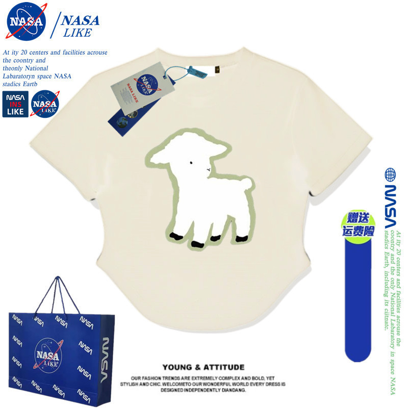 Nasa Collaboration Long and Short Sleeve Slim Fit T-Shirt for Men and Women, Short Style, Trendy and Slimming Summer Top