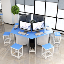Hexagonal computer table school maker laboratory hexagonal table computer classroom combination octagonal table student office