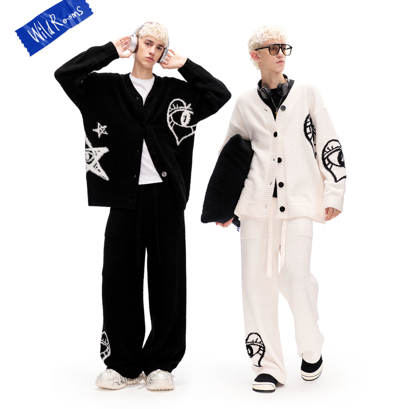 Wildrooms Loungewear Autumn Men's Cardigan Celebrity Style Pajama Set Casual Can Be Worn Outside Half-Velvet Wildrooms Loungewear Autumn Men's Cardigan Celebrity Style Pajama Set Casual Can Be Worn Outside Half-Velvet
