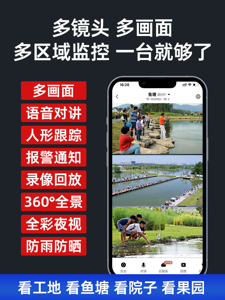 360-Degree Wireless Camera for Home Use, Remote Outdoor High-Definition Night Vision, Wifi Monitoring, No Blind Spots, 4g Photography