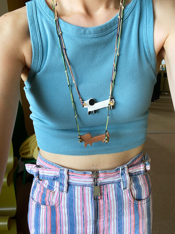Cruz Sorbet X Tenki Puppy Has No Worries Woven Ceramic Necklace