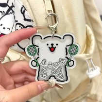 Line puppy badminton pendant keychain cartoon acrylic rocker bag pendant couple gift for golfers