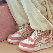 Spring and Autumn 224 New Ins Denim Couple Style Star Sports Sneakers for Women Purple Versatile Meteor Canvas Shoes for Women