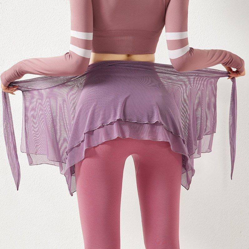 露出防止・恥ずかしさ軽減スポーツスカート、ランニング、無地、多用途、フィットネス、ストラップ付き、ヨガ、バレエ、ダンス、メッシュスカート