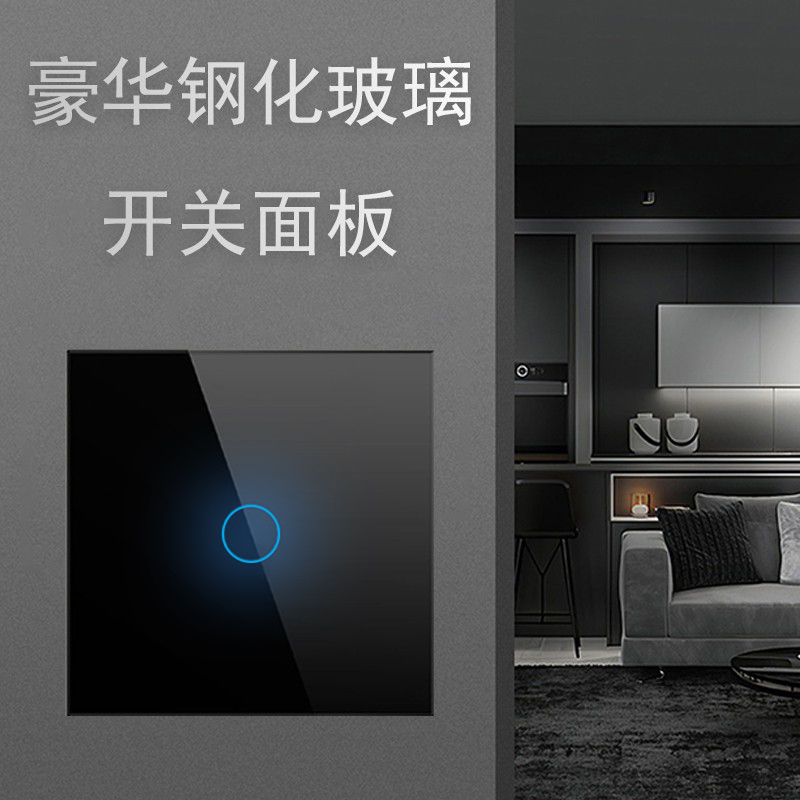 Single Fire Touch Switch Panel 86 Wall Switch Hotel LED Night Light Tempered Glass Touch dark mounting-Taobao