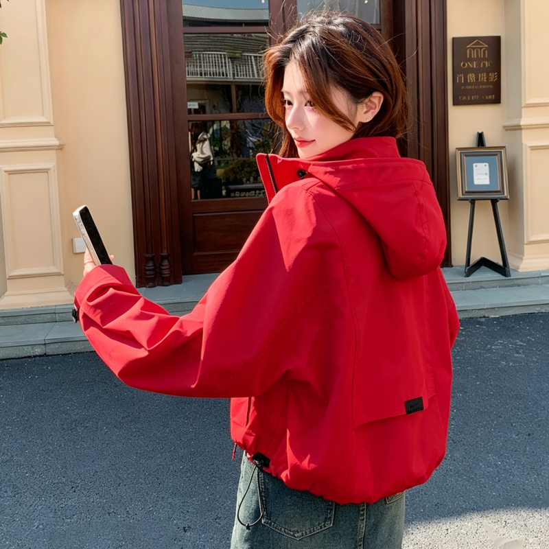 Autumn and Winter Women's Jacket 2026 New Autumn Style Petite Sports Casual Windbreaker Women's Super Popular Jacket Red
