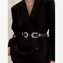 Japanese FC double-ended belt for women with genuine leather decoration. Belt for women is simple and versatile for students. Korean version of retro literary style.