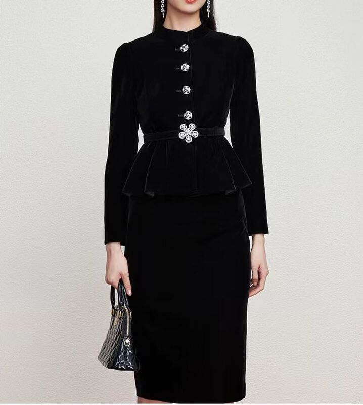 Mojo Agehara Royal Velvet Short Jacket 2024 New Starry Flower Elegant Top