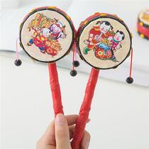 Xinjiang rattle baby toy classic hand-cranked wave drum baby wooden plastic traditional children newborn