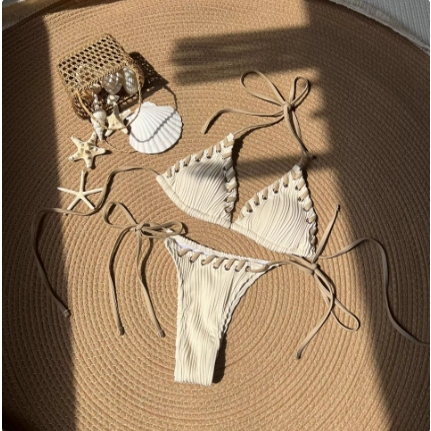 Sweet and Stylish Triangle Cup Halter Neck Two-Piece Swimsuit European and American Style ins Bikini Hot Spring Sexy Bikini Sweet and Stylish Triangle Cup Halter Neck Two-Piece Swimsuit European and American Style ins Bikini Hot Spring Sexy Bikini